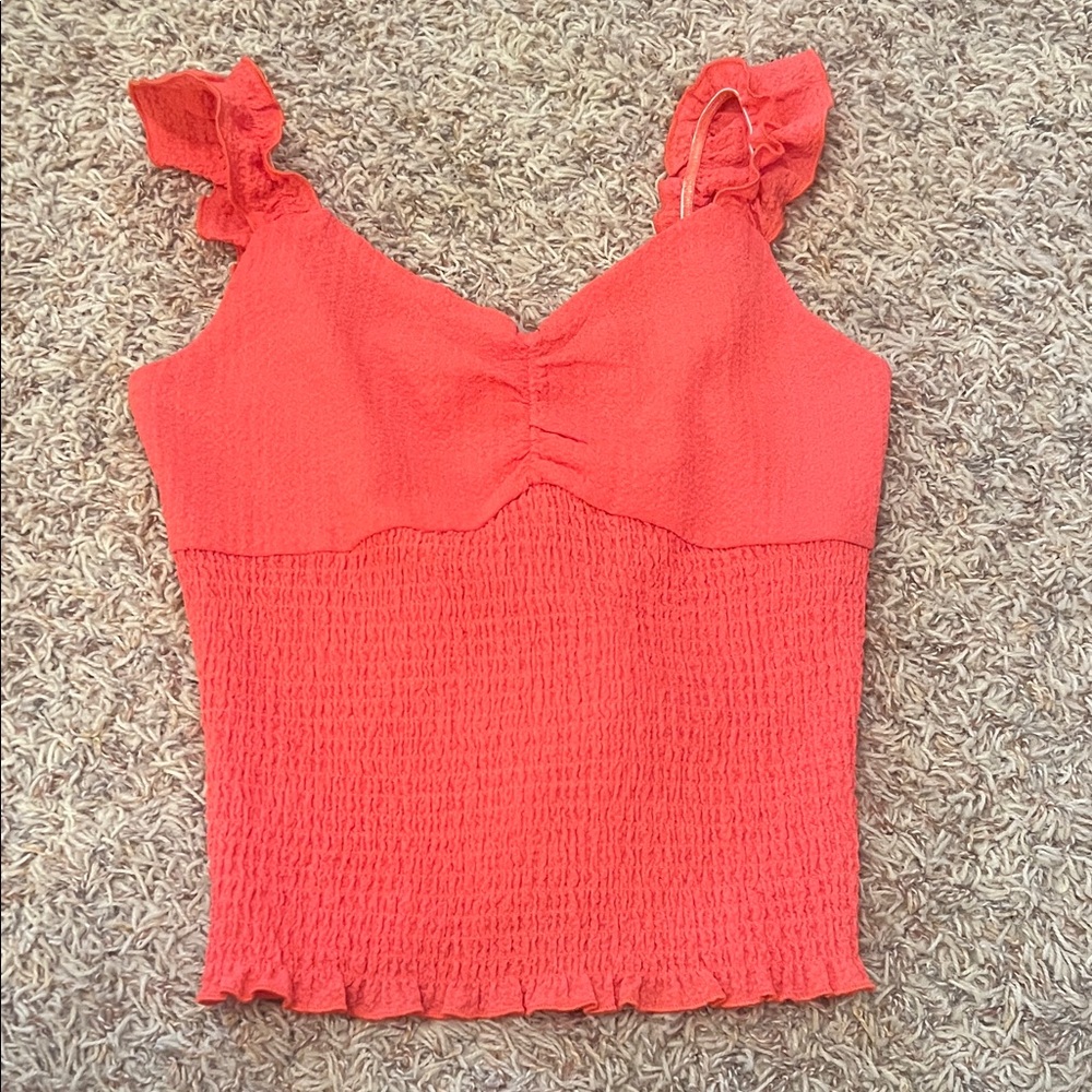 Women's Ruffled Coral Top